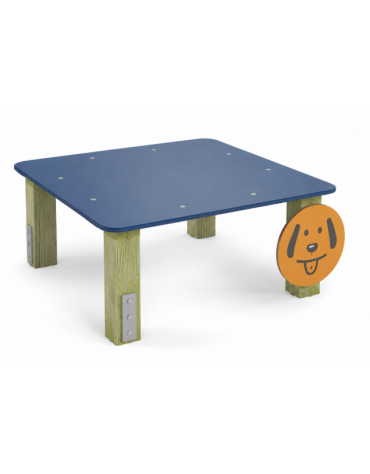Dog table per cani - pali portanti in legno di pino nordico, asse in HDPE - cm 90x90x39h