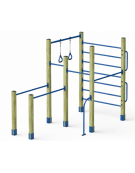 Palestra piccola costruita con pali in legno pino nordico 90x90 mm e tubi in acciaio verniciato a polvere - cm 325x162x241h