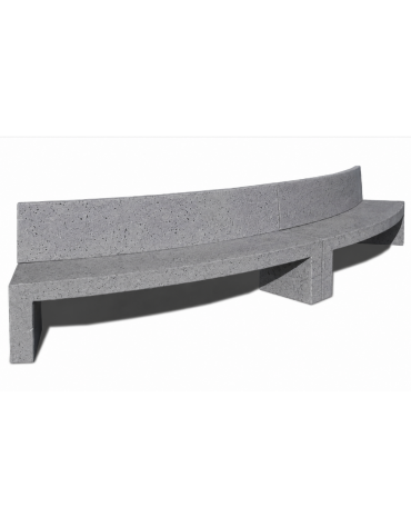 PANCHINA CURVA CONVESSA IN CEMENTO CON SCHIENALE PER ARREDO URBANO - COLORE GRIGIO PIETRA - CM 200x50x90H - CAM