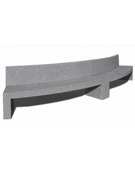 PANCHINA CURVA CONVESSA IN CEMENTO CON SCHIENALE PER ARREDO URBANO - COLORE GRIGIO PIETRA - CM 200x50x90H - CAM