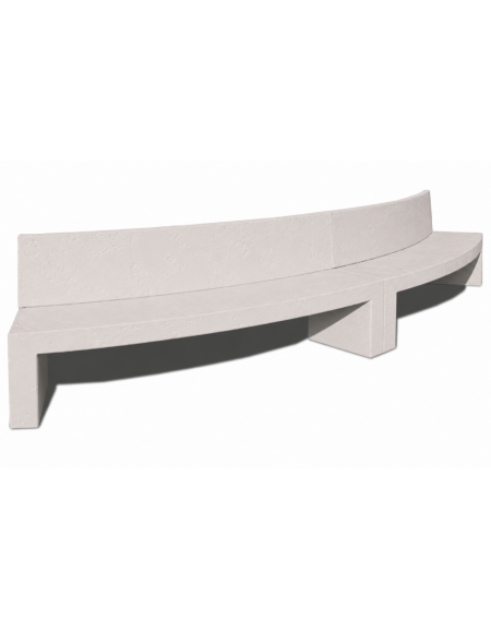 PANCHINA CURVA CONVESSA IN CEMENTO CON SCHIENALE PER ARREDO URBANO - COLORE BIANCO PIETRA - CM 200x50x90H - CAM