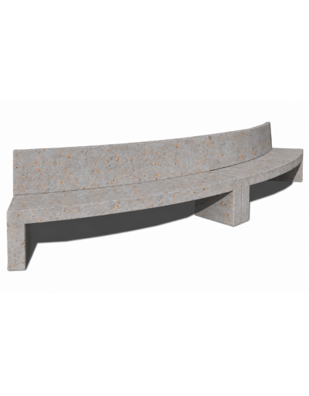 PANCHINA CURVA CONVESSA IN CEMENTO CON SCHIENALE PER ARREDO URBANO - COLORE GRIGIO TRAVERTINO - CM 200x50x90H - CAM