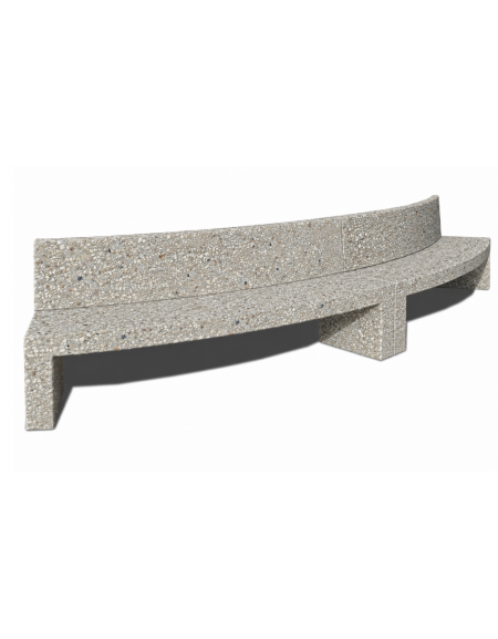 PANCHINA CURVA CONVESSA IN CEMENTO CON SCHIENALE PER ARREDO URBANO - COLORE GRIGIO SABBIATO - CM 200x50x90H - CAM
