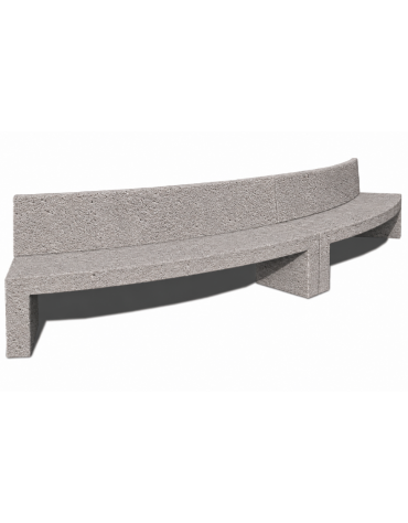 PANCHINA CURVA CONVESSA IN CEMENTO CON SCHIENALE PER ARREDO URBANO - COLORE BIANCO SABBIATO - CM 200x50x90H - CAM