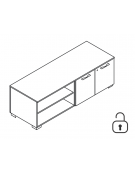 Mobile servente per scrivania in melaminico con contenitore giorno e vano chiuso a 2 ante - cm 168x60x54,6h
