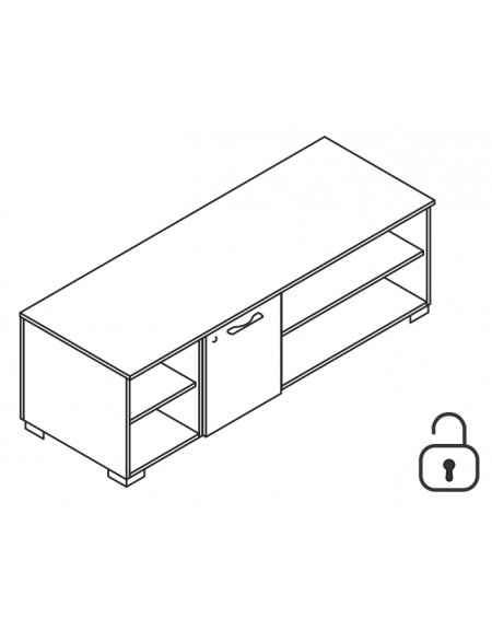 Mobile servente per scrivania in melaminico con contenitore giorno e 1 anta - cm 168x60x54,6h