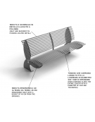 Panchina con schienale e seduta ergonomica, realizzata interamente in Metallo - Dimensioni cm 200x93x90h