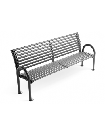 Panchina con schienale e braccioli, realizzata interamente in Metallo - seduta ergonomica - Dimensioni cm 215x64x91h