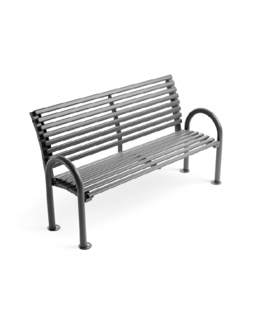 Panchina con schienale e braccioli, realizzata interamente in Metallo - seduta ergonomica - Dimensioni cm 165x64x91h