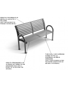 Panchina con schienale e braccioli, realizzata interamente in Metallo - seduta ergonomica - Dimensioni cm 165x64x91h