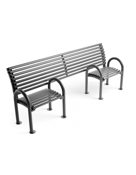 Panchina 3 posti inclusiva con spazio centrale per carrozzina - realizzata in Metallo - Dimensioni cm 242x64x91h