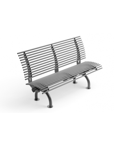 Panchina con schienale e supporti incurvati, realizzata interamente in Metallo - Dimensioni cm 150x64x90h