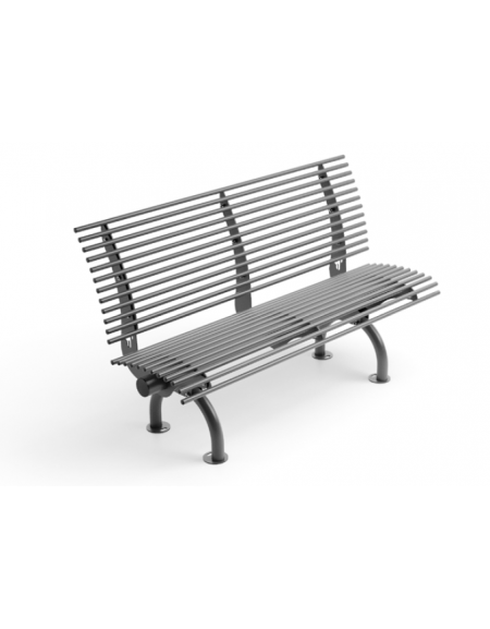 Panchina con schienale e supporti incurvati, realizzata interamente in Metallo - Dimensioni cm 150x64x90h