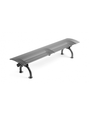 Panchina senza schienale, realizzata interamente in Metallo - con supporti incurvati - Dimensioni cm 200x45x45h