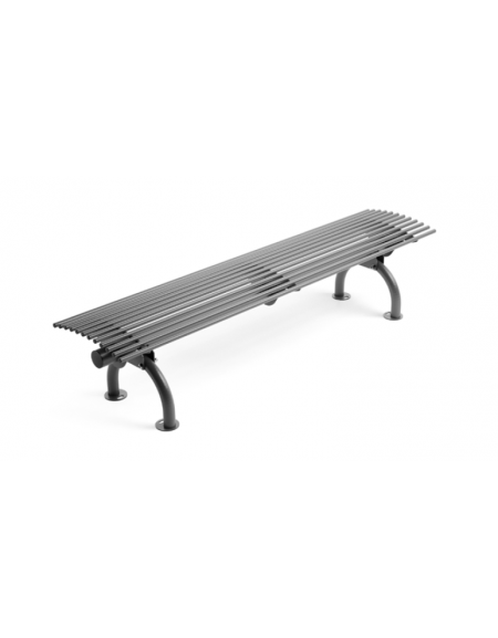 Panchina senza schienale, realizzata interamente in Metallo - con supporti incurvati - Dimensioni cm 200x45x45h