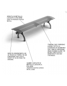 Panchina senza schienale, realizzata interamente in Metallo - con supporti incurvati - Dimensioni cm 150x45x45h