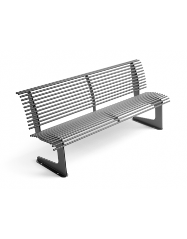 Panchina con schienale e supporti sagomati, realizzata interamente in Metallo - Dimensioni cm 200x64x86 h