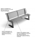 Panchina con schienale e supporti sagomati, realizzata interamente in Metallo - Dimensioni cm 200x64x86 h