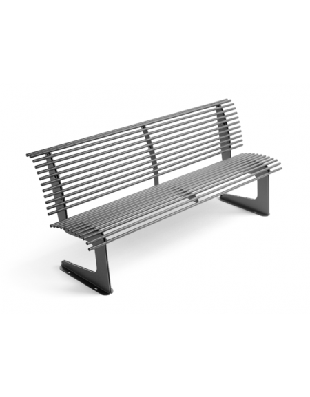 Panchina da esterno con schienale, realizzata interamente in Metallo - Dimensioni cm 200x64x91h
