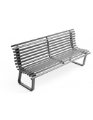 Panchina con schienale, realizzata interamente in Metallo - supporti ad anello chiuso - Dimensioni cm 200x65x91h