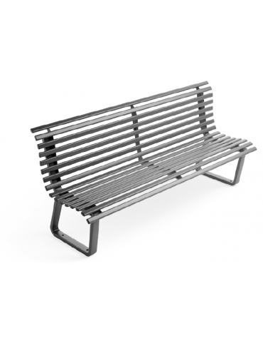 Panchina con schienale, realizzata interamente in Metallo - supporti ad anello chiuso - Dimensioni cm 200x65x91h