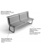 Panchina con schienale, realizzata interamente in Metallo - supporti ad anello chiuso - Dimensioni cm 200x65x91h