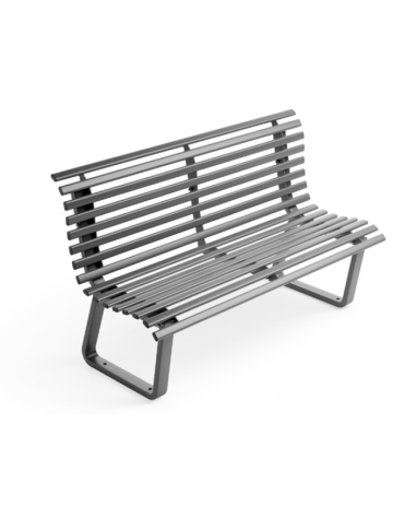 Panchina con schienale, realizzata interamente in Metallo - supporti ad anello chiuso - Dimensioni cm 150x65x91h