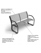 Panchina dal design moderno con schienale, realizzata interamente in Metallo - Dimensioni cm 153x79x89h