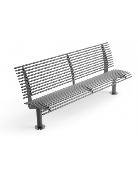 Panchina con schienale, realizzata interamente in Metallo - con basi a colonna - Dimensioni cm 200x62x89h
