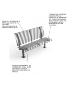 Panchina con schienale, realizzata interamente in Metallo - con basi a colonna - Dimensioni cm 150x62x89h