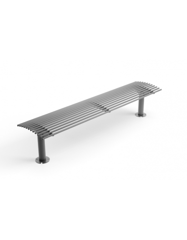 Panchina senza schienale, realizzata interamente in Metallo - con basi a colonna - cm 200x45x43h