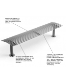 Panchina senza schienale, realizzata interamente in Metallo - con basi a colonna - cm 200x45x43h