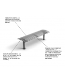 Panchina senza schienale, realizzata interamente in Metallo - con basi a colonna - cm 150x45x43h