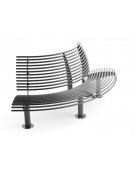 Panchina curva convessa a 90 gradi, con schienale - realizzata interamente in Metallo - cm 200x90x89h