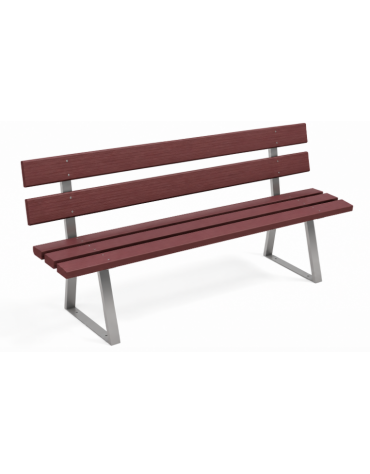 Panchina per parco, 2 fianchi in acciaio a U e doghe in plastica riciclata - cm 190x51x81h