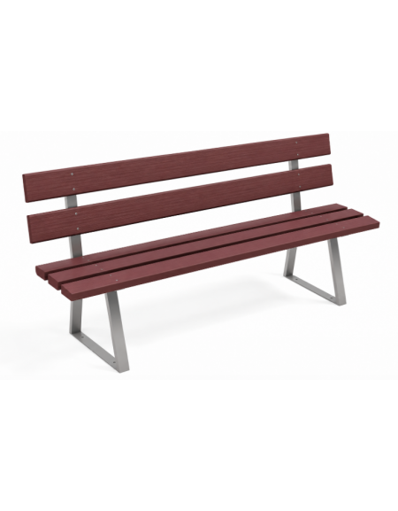 Panchina per parco, 2 fianchi in acciaio a U e doghe in plastica riciclata - cm 190x51x81h
