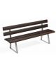 Panchina per parco con doghe in alluminio rifinito in legno dark, 2 fianchi in acciaio a U - cm 190x51x81h