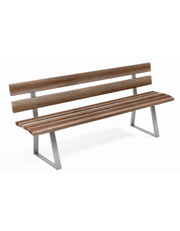 Panchina per parco con doghe in alluminio rifinito in legno light, 2 fianchi in acciaio a U - cm 190x51x81h