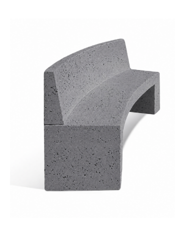 PANCHINA CURVA CONCAVA IN CEMENTO CON SCHIENALE PER ARREDO URBANO - COLORE GRIGIO PIETRA - CM 200x50x90H - Conforme ai CAM