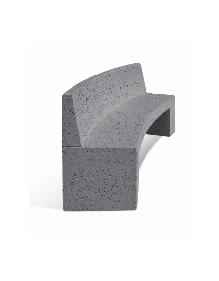 PANCHINA CURVA CONCAVA IN CEMENTO CON SCHIENALE PER ARREDO URBANO - COLORE GRIGIO PIETRA - CM 200x50x90H - Conforme ai CAM