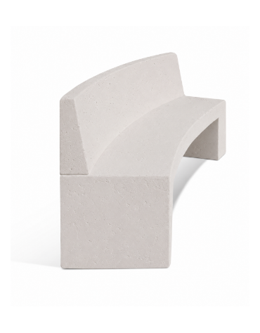 PANCHINA CURVA CONCAVA IN CEMENTO CON SCHIENALE PER ARREDO URBANO - COLORE BIANCO PIETRA - CM 200x50x90H - Conforme ai CAM