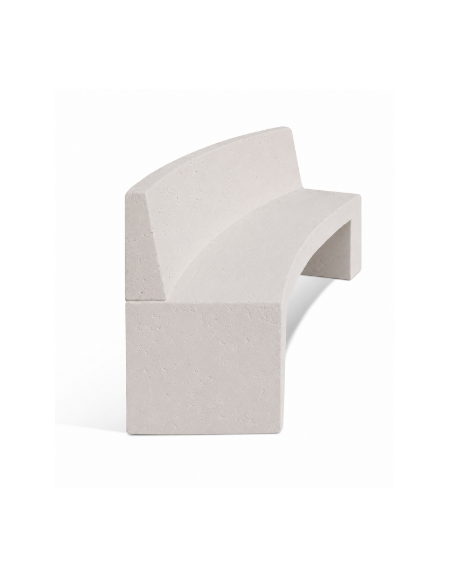 PANCHINA CURVA CONCAVA IN CEMENTO CON SCHIENALE PER ARREDO URBANO - COLORE BIANCO PIETRA - CM 200x50x90H - Conforme ai CAM