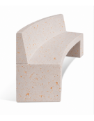 PANCHINA CURVA CONCAVA IN CEMENTO CON SCHIENALE PER ARREDO URBANO - COLORE BIANCO TRAVERTINO - CM 200x50x90H - Conforme ai CAM