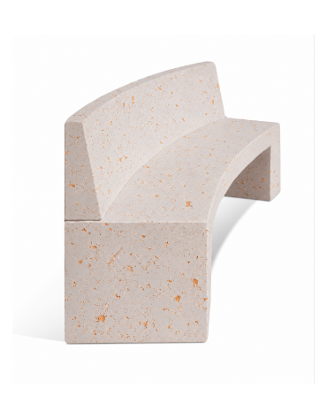 PANCHINA CURVA CONCAVA IN CEMENTO CON SCHIENALE PER ARREDO URBANO - COLORE BIANCO TRAVERTINO - CM 200x50x90H - Conforme ai CAM