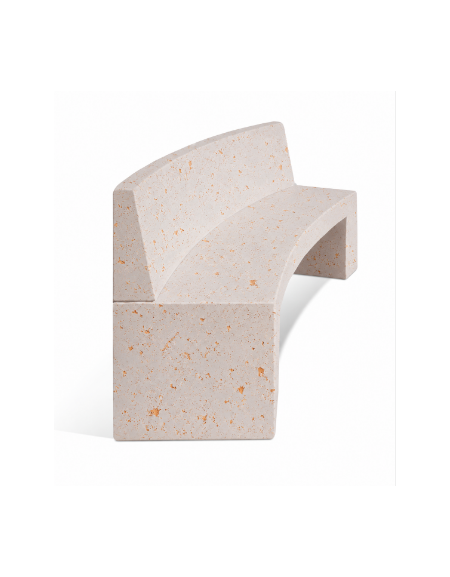 PANCHINA CURVA CONCAVA IN CEMENTO CON SCHIENALE PER ARREDO URBANO - COLORE BIANCO TRAVERTINO - CM 200x50x90H - Conforme ai CAM