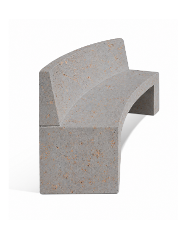 PANCHINA CURVA CONCAVA IN CEMENTO CON SCHIENALE PER ARREDO URBANO - COLORE GRIGIO TRAVERTINO - CM 200x50x90H - Conforme ai CAM