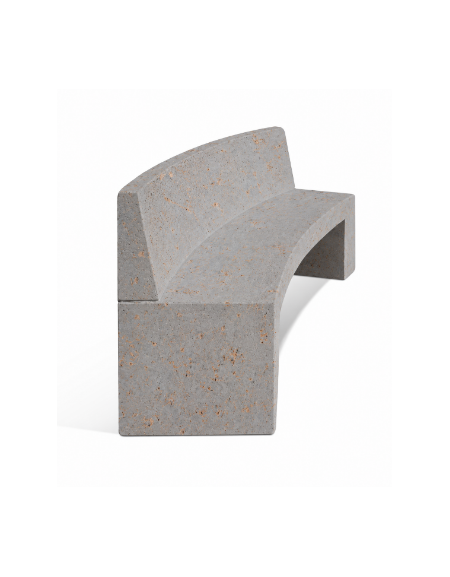 PANCHINA CURVA CONCAVA IN CEMENTO CON SCHIENALE PER ARREDO URBANO - COLORE GRIGIO TRAVERTINO - CM 200x50x90H - Conforme ai CAM