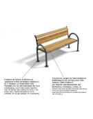Panchina per parco, 2 fianchi in ghisa sferoidale e doghe di pino nordico - cm 190x63x83h