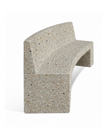 PANCHINA CURVA CONCAVA IN CEMENTO CON SCHIENALE PER ARREDO URBANO - COLORE GRIGIO SABBIATO - CM 200x50x90H - Conforme ai CAM