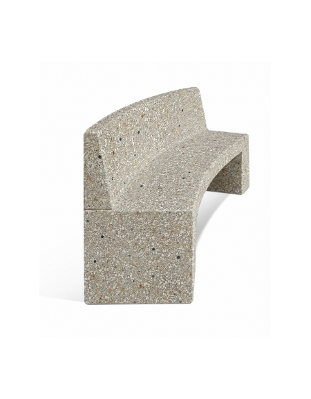 PANCHINA CURVA CONCAVA IN CEMENTO CON SCHIENALE PER ARREDO URBANO - COLORE GRIGIO SABBIATO - CM 200x50x90H - Conforme ai CAM